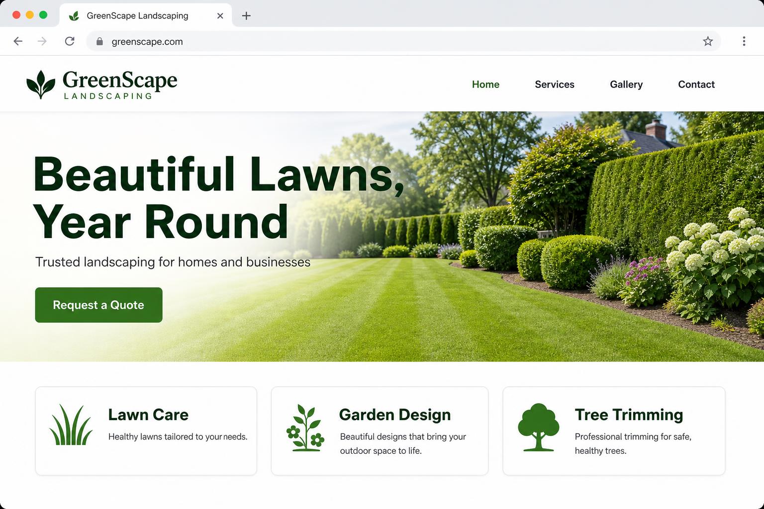 Landscaping Company — illustrative website design concept