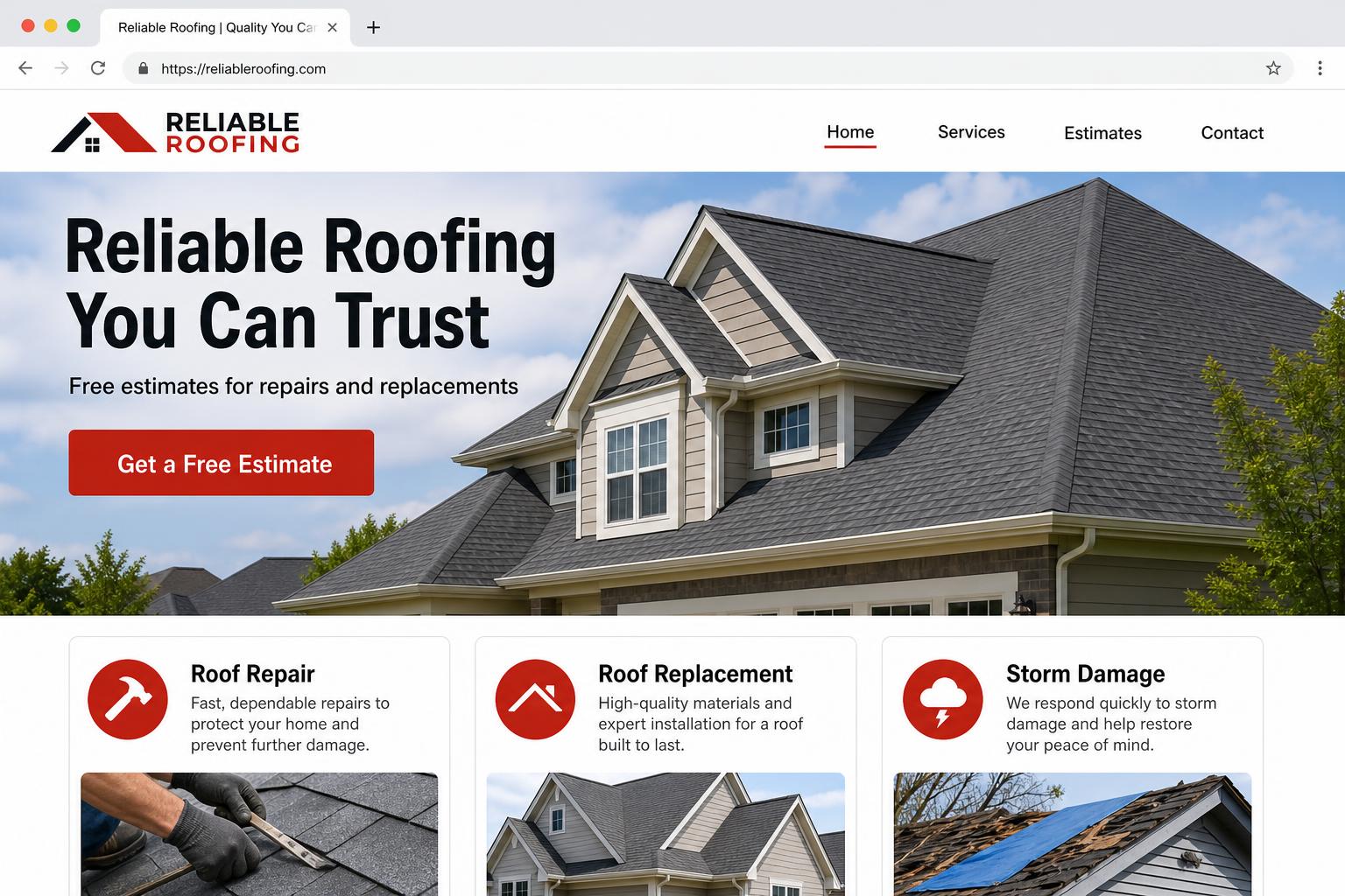 Roofing Company — illustrative website design concept